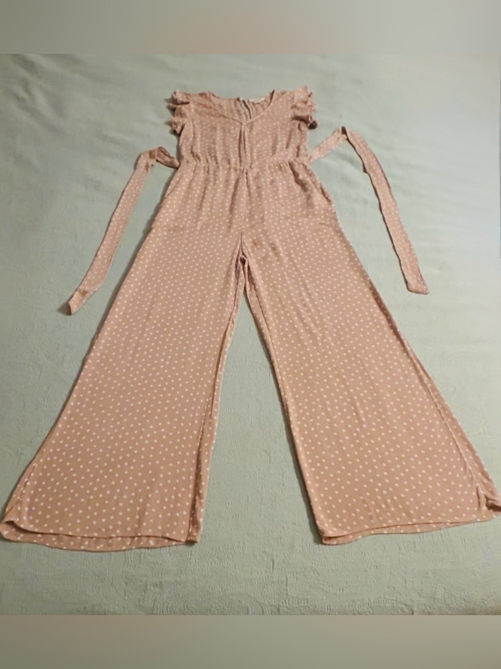 Billabong Hearts Game polka dot wide leg jumpsuit, xs, used/good.